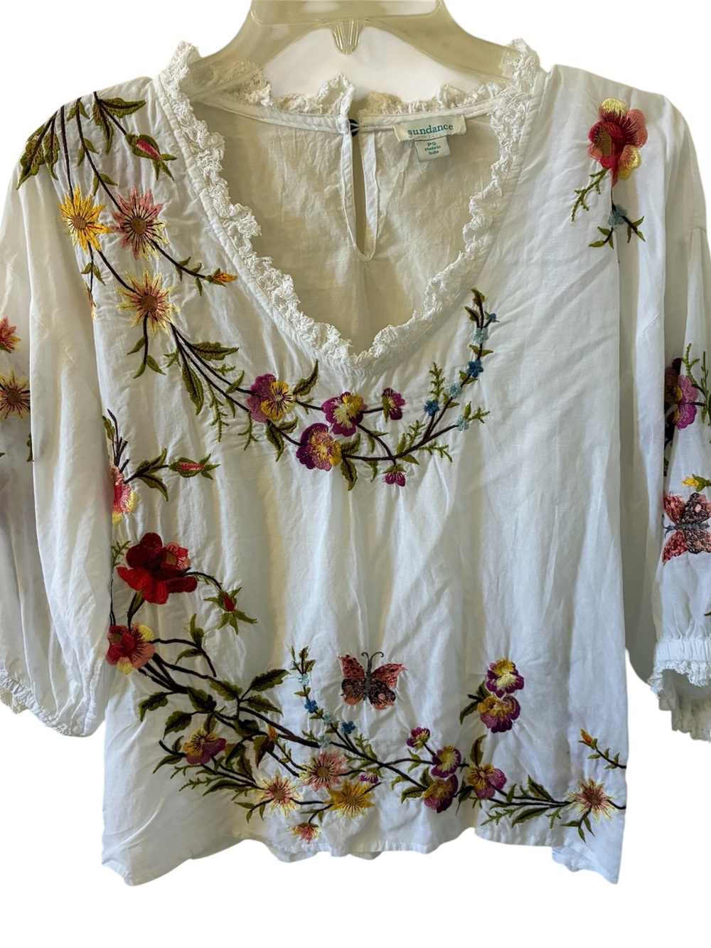 Sundance Florentina Embroidered Women's Floral Top Petite Small